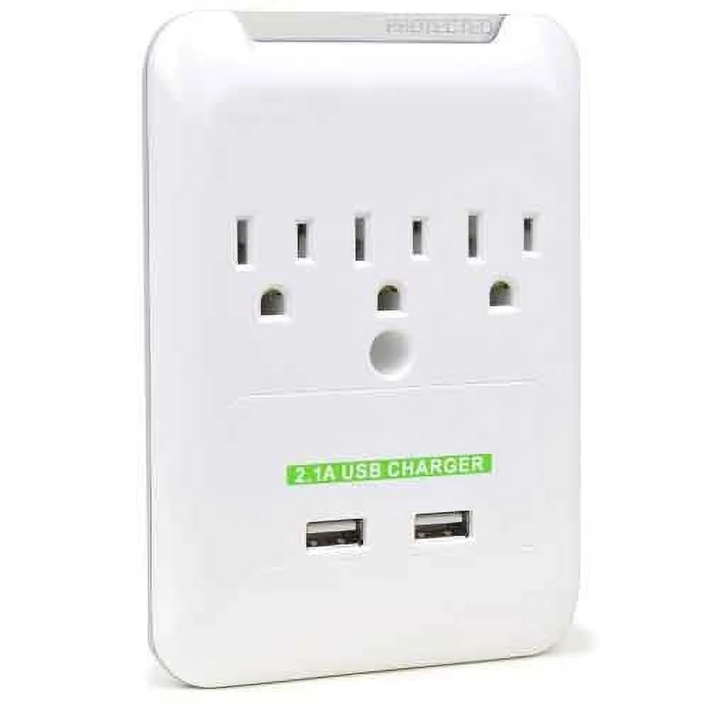 SF Cable ConnectLand 3-Outlet Wall Surge Protector with 2 x 1A USB Ports