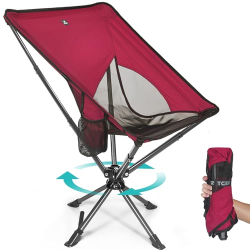 Swivel Portable Chair - Small Compact Collapsible Folding Chairs for Adults, Setup in 8 Seconds, Lightweight Outdoor Backpack Chair for Camping, Travel, Hiking, Beach, Support 300 LBS