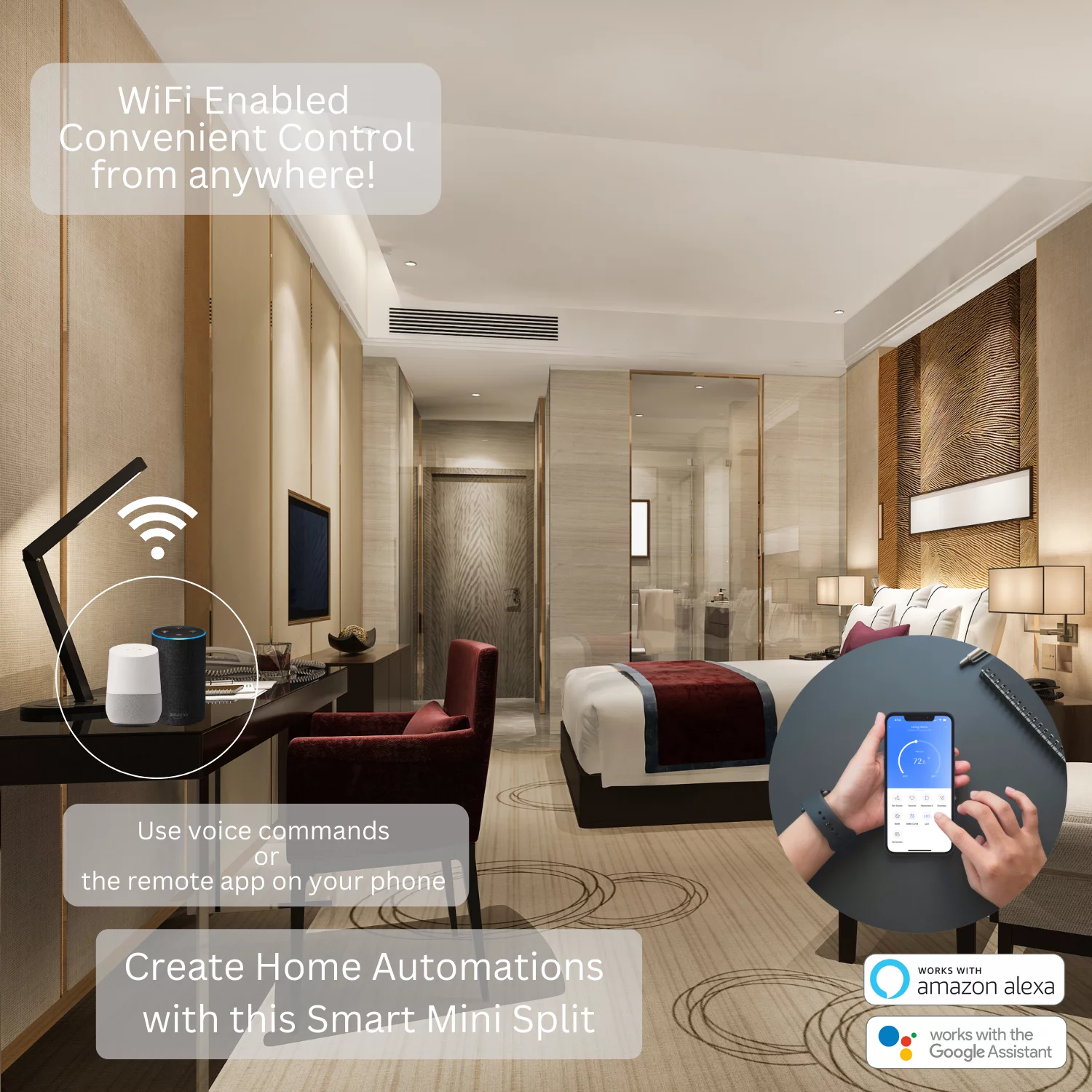 Cooper & Hunter 18000 BTU 230V Slim Ducted Dual 2 Zone Mini Split Heat Pump Air Conditioner 9K + 9K BTU Cover 800 Sq Ft