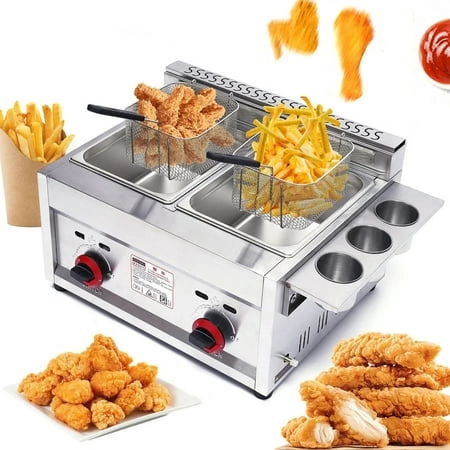 6L*2 Commercial Countertop Gas Deep Fryer Propane 2 Basket Stainless Newest Sale