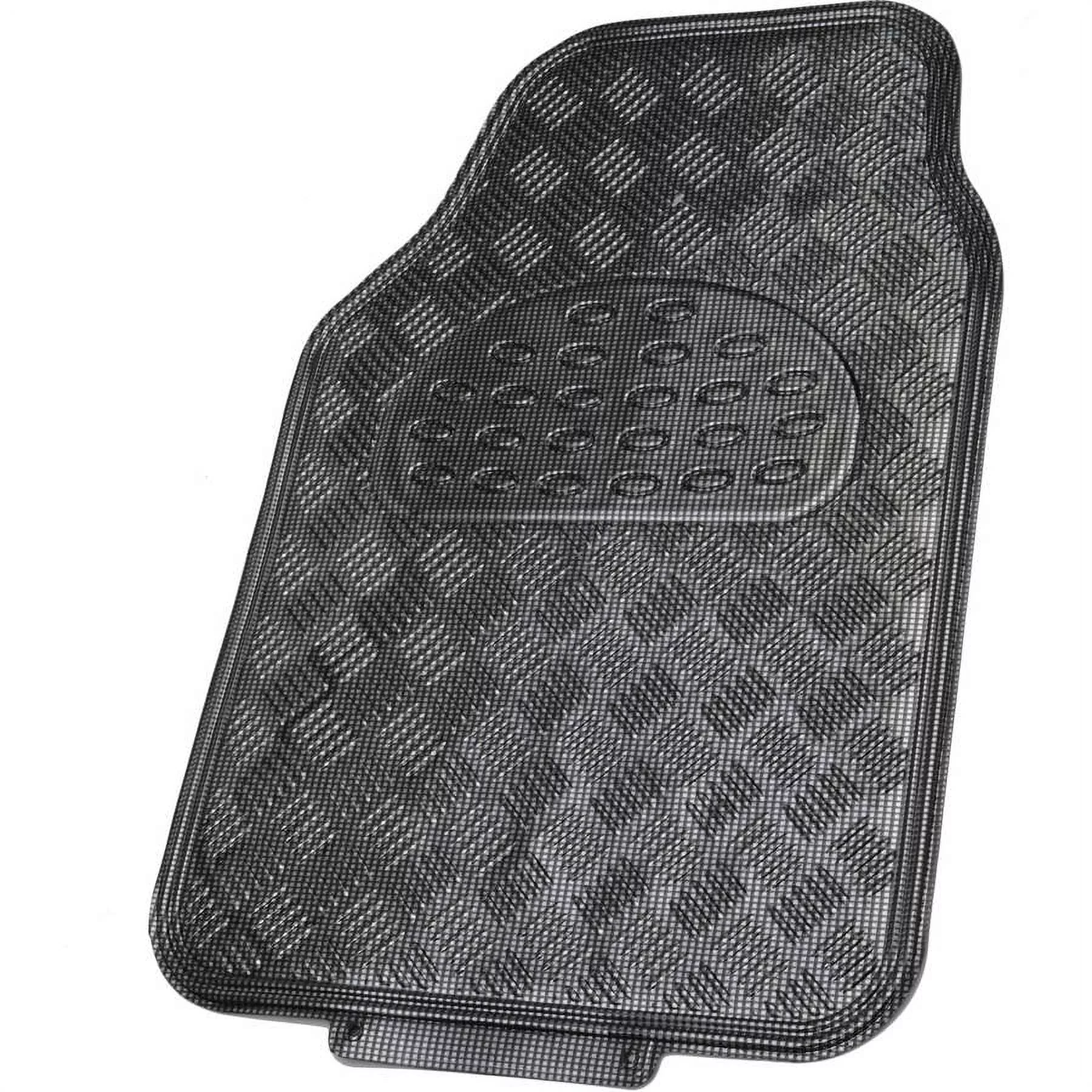 BDK MT-642-CB Universal Fit 4-Piece Metallic Design Car Floor Mat, Carbon