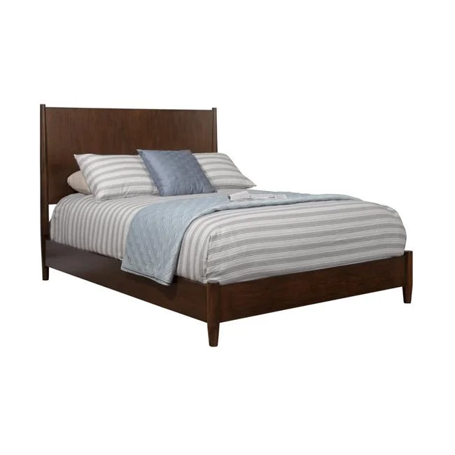 Flynn Mid Century Modern Panel Bed, Walnut - California King