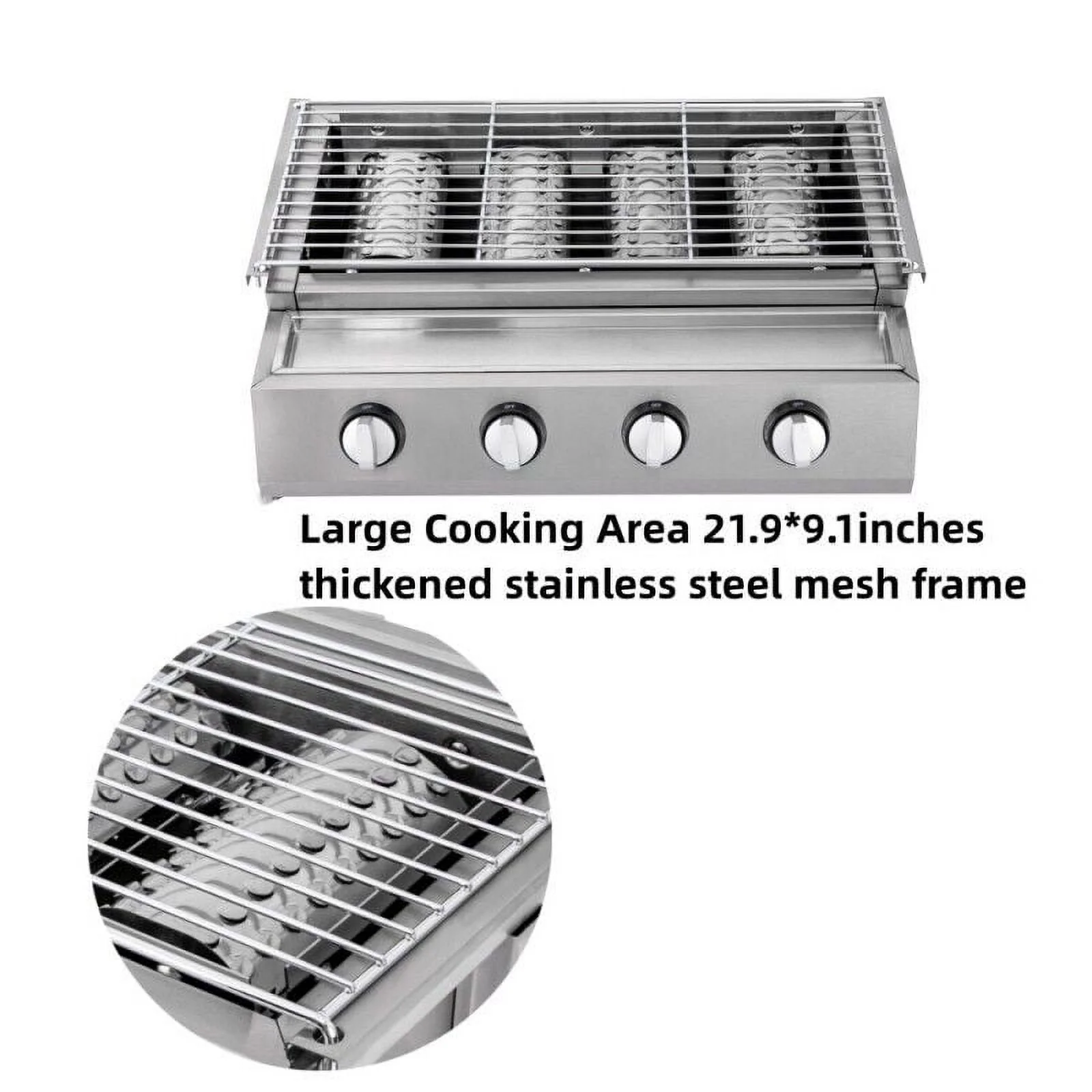 Stainless Steel Commercial Gas BBQ Grill with Stainless Steel Griddle 4 Burners