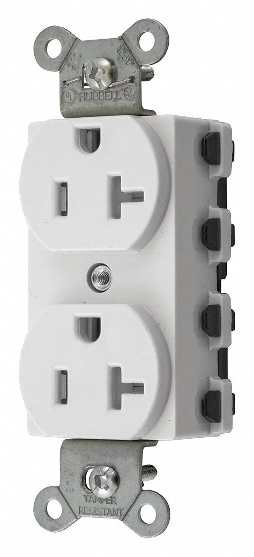 Hubbell Receptacle,White,20 A,2P3W,Back,1PK  SNAP5362WTRA