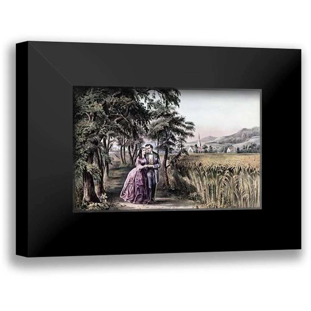 Ives, Currier and 18x13 Black Modern Framed Museum Art Print Titled - Four Seasons of Life: Season of Love