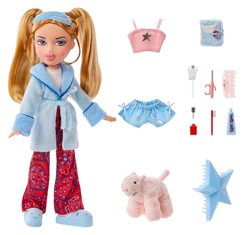 Bratz Slumber Party Cloe Fashion Doll with 2 Sets of Pajamas, Plush, and Accessories