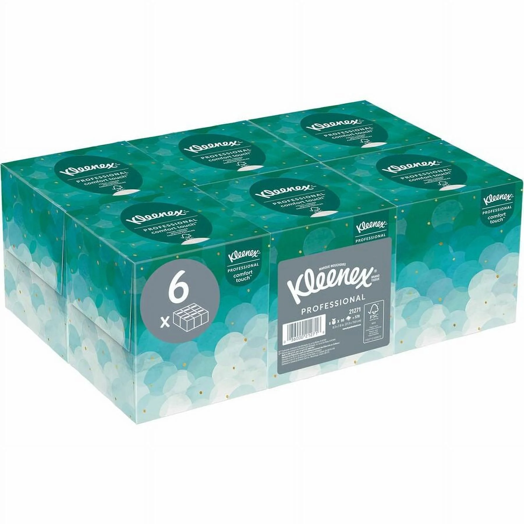 Kleenex Boutique White Facial Tissue, 2-Ply, Pop-Up Box, 95 Sheets/Box, 6 Boxes/Pack (21271)