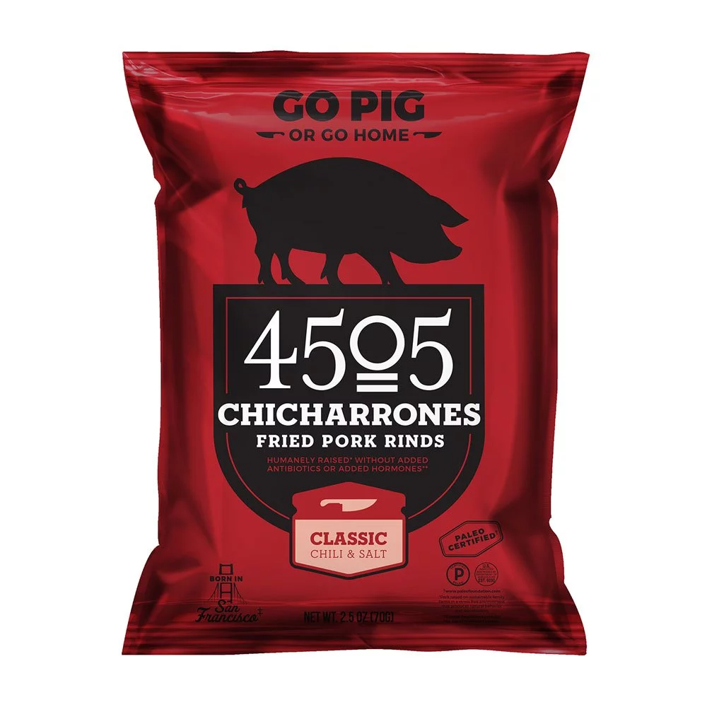 4505 Chicharrones Fried Pork Rinds Classic Chili & Salt 2.5 oz Pack of 3