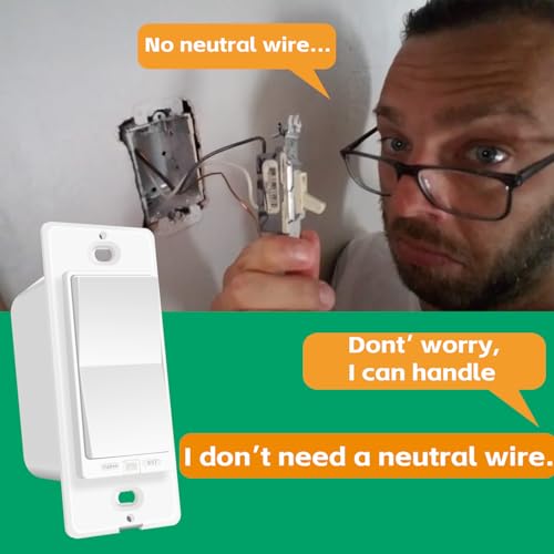 Zigbee Smart Switch no Neutral Required | 1 Channel Rocker Paddle Smart Light Switch Compatible with Alexa, SmartThings and Work with Google Home, Smart Home Devices, 1-Pack