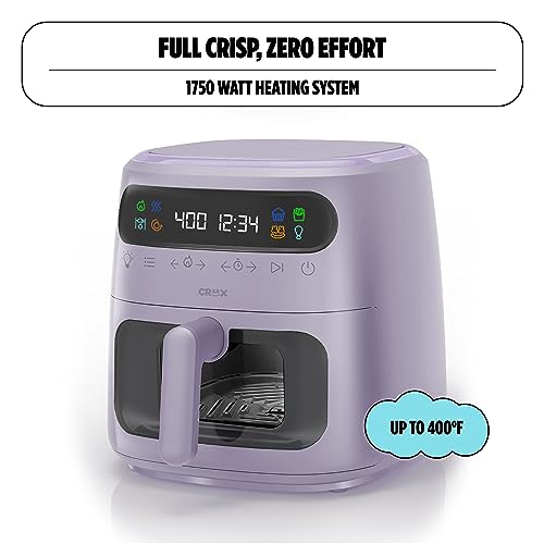 CRUX x Marshmello 8.0 QT Digital Air Fryer with TurboCrisp Technology, Touch Screen Temperature Control, Timer and Auto Shut-off, Fully Programmable, Silicone Liner Included, Lavender