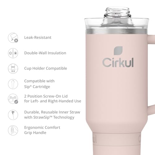 Cirkul 40oz. Carbon Stainless Steel Tumbler with Handle, All-Day StrawSip™, Double-Wall Insulated