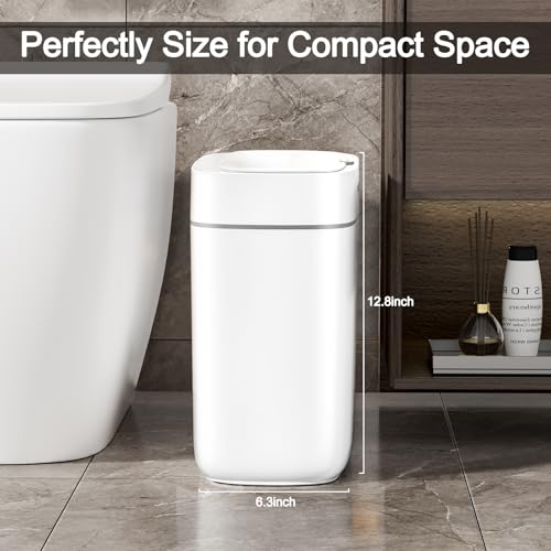 MOPALL Automatic Motion Sensor Bathroom Trash Can with Lid, 3.5 Gallon Touchless Garbage Can,Waterproof Smart Trash Can Small Waste Basket for Kitchen Bedroom Office Bathroom Living Room RV