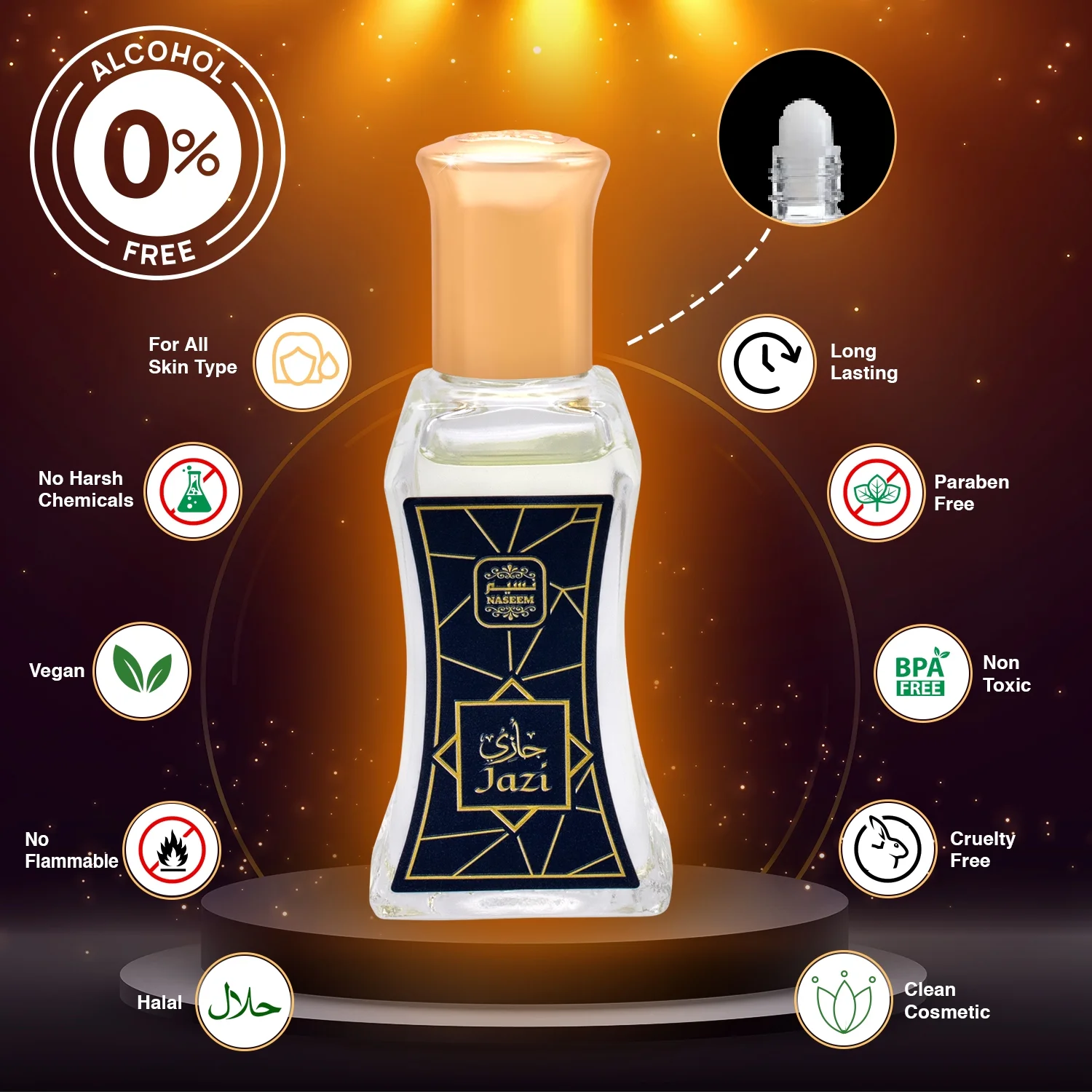 Jazi Perfume Oil Non Alcoholic Fruity Sandalwood Musk Unisex Perfume Naseem