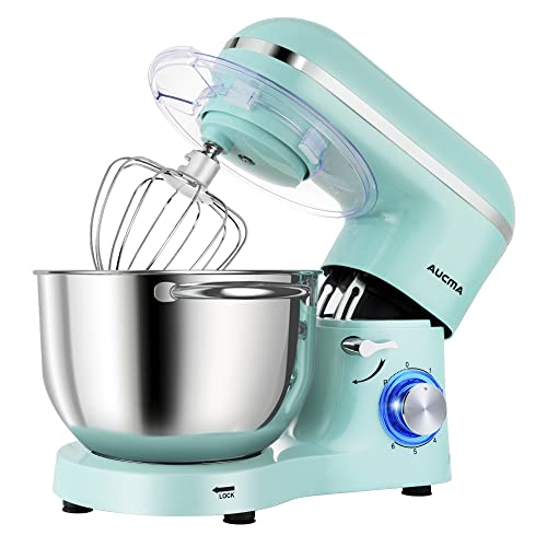 Aucma Stand Mixer,6.5-QT 660W 6-Speed Tilt-Head Food Mixer, Kitchen Electric Mixer with Dough Hook, Wire Whip & Beater (6.5QT, Black)