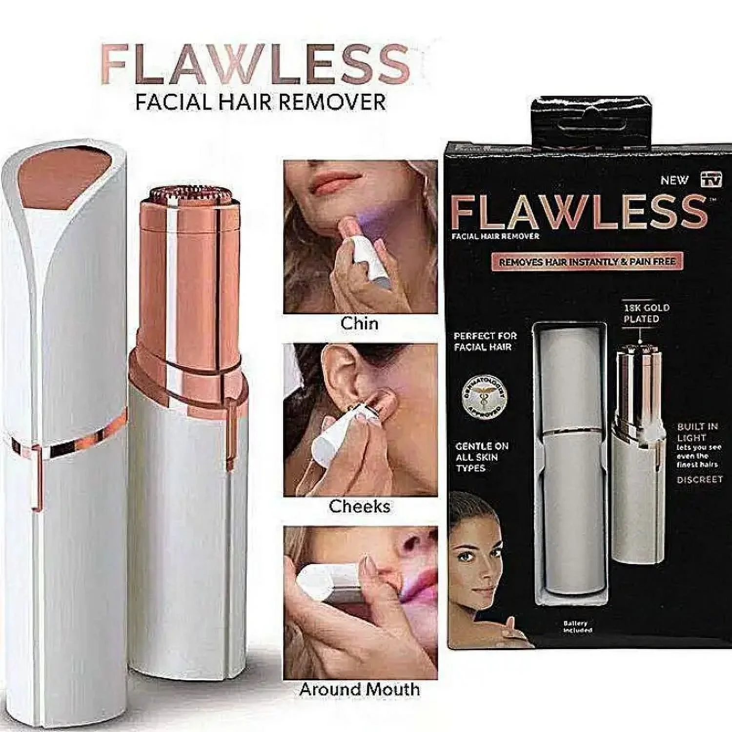 Finishing Touch Flawless Facial Hair Remover, White, Hair Remover