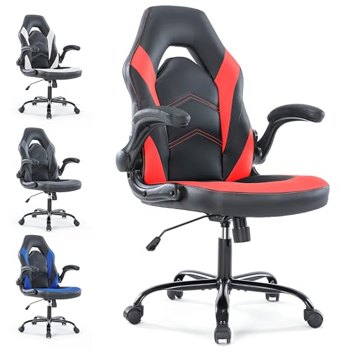 Gaming Chair, Backrest and Seat Height Adjustable Swivel Recliner Racing Office Computer Ergonomic Video Game Chair with Footrest and Lumbar Support, Red/Black