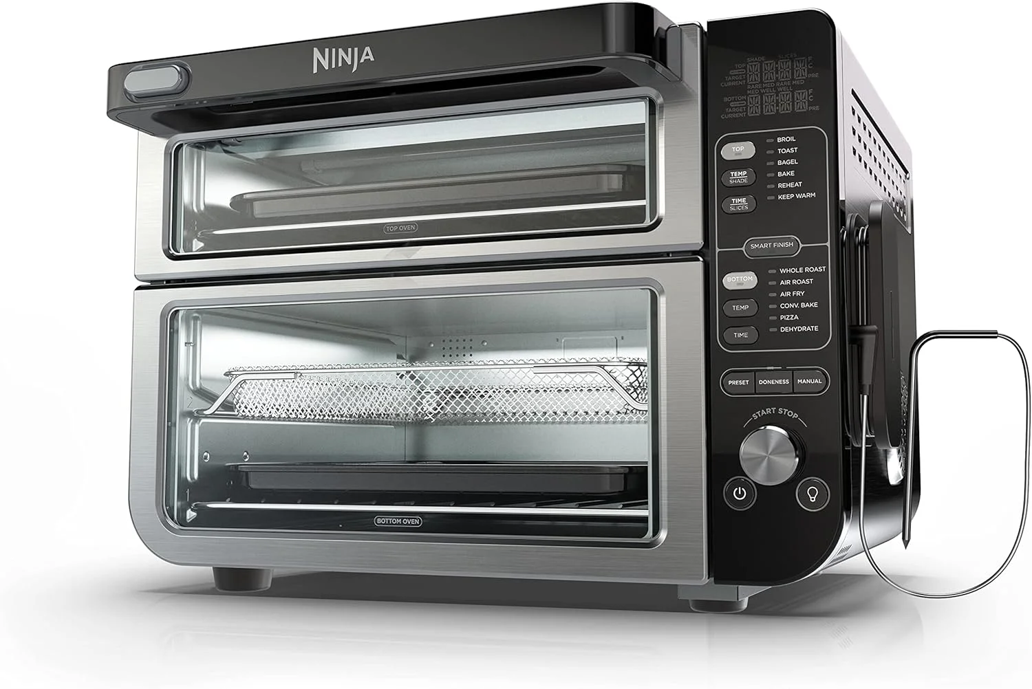 Restored Ninja DCT401 12-in-1 Double Oven with FlexDoor, FlavorSeal & Smart Finish, Rapid Top Convection, Air Fry Bottom , Bake, Roast, Toast, Stainless Steel (Certified ) (Refurbished)