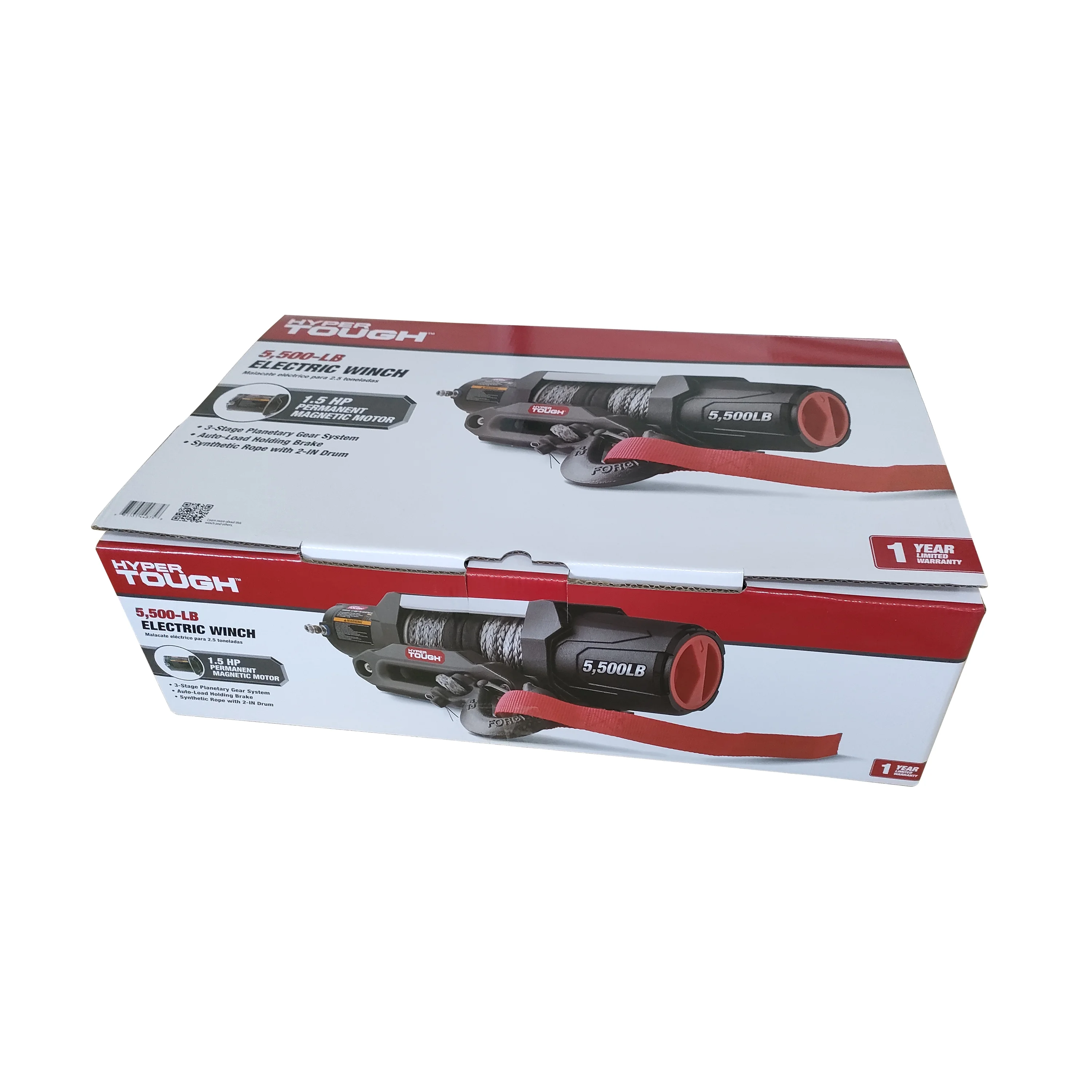 Hyper Tough 5500 lb 12V DC Electric UTV Winch with 50ft. Synthetic Rope and Mounting Bracket