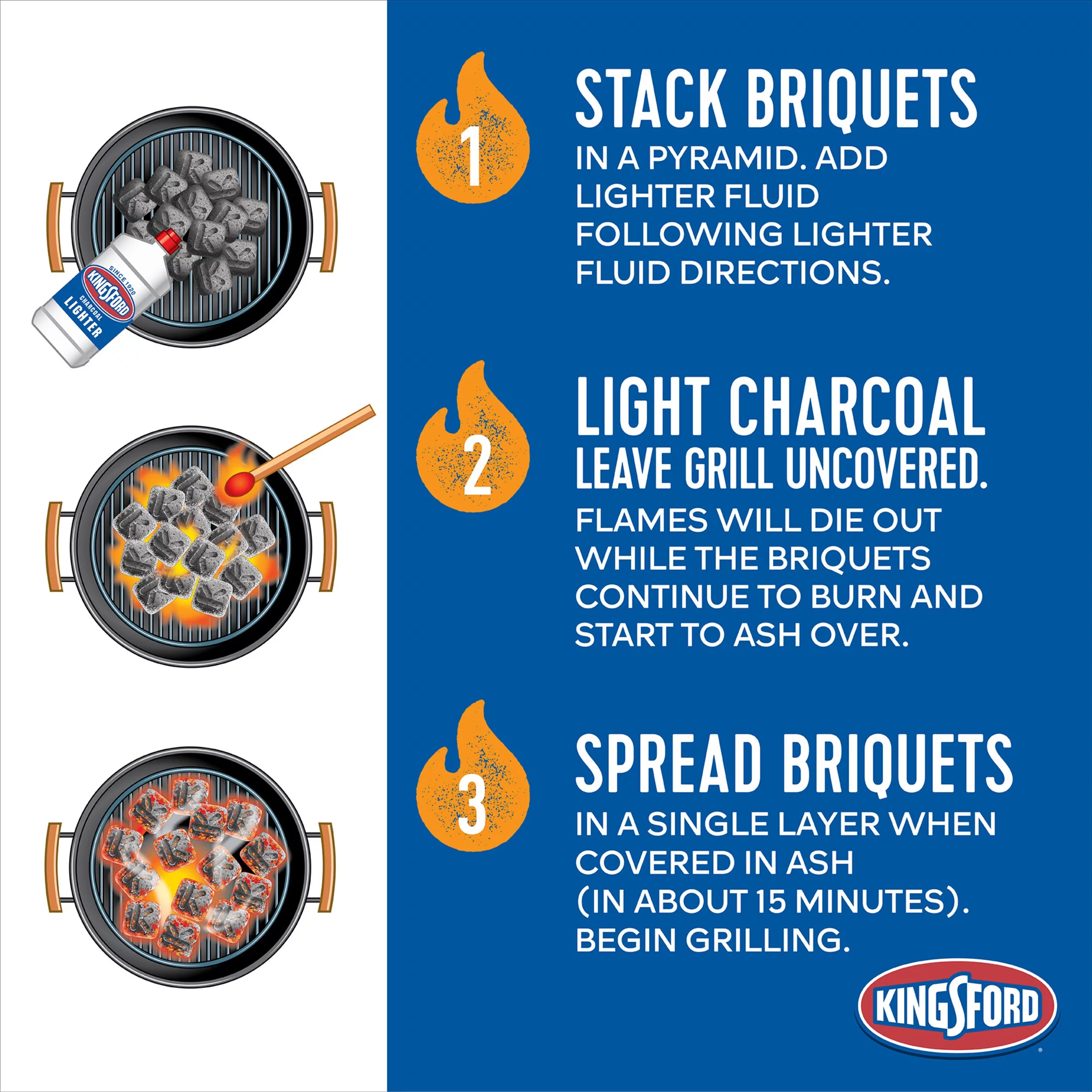 Kingsford Charcoal Briquettes with Classic Hickory, BBQ Charcoal for Grilling, 16 Pounds