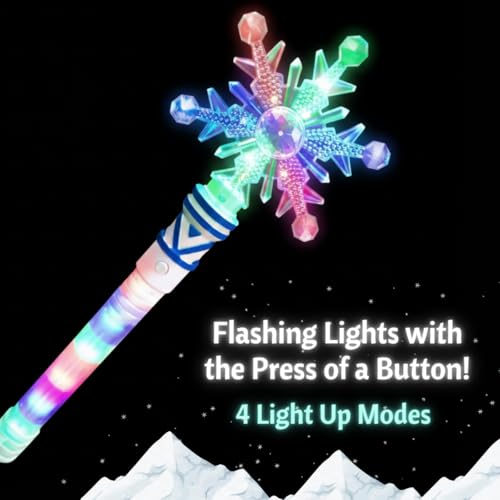 ArtCreativity Frozen Light Up Snowflake Wand for Kids – 4 Flashing Modes and Multiple LED Colors - Ice Princess Wand Light Up Toy - Frozen Snowflake Christmas Stocking Stuffers and Gifts for Girls