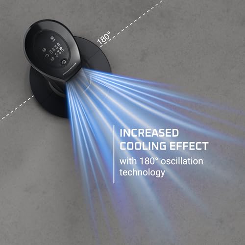 Rowenta, Pedestal Fan, Extreme Outdoor Fan with Remote, 65 Inches, Ultra Quiet Fan, Oscillating, Portable, 3 Speeds, Digital Control, Black, Ourdoor, VU4510