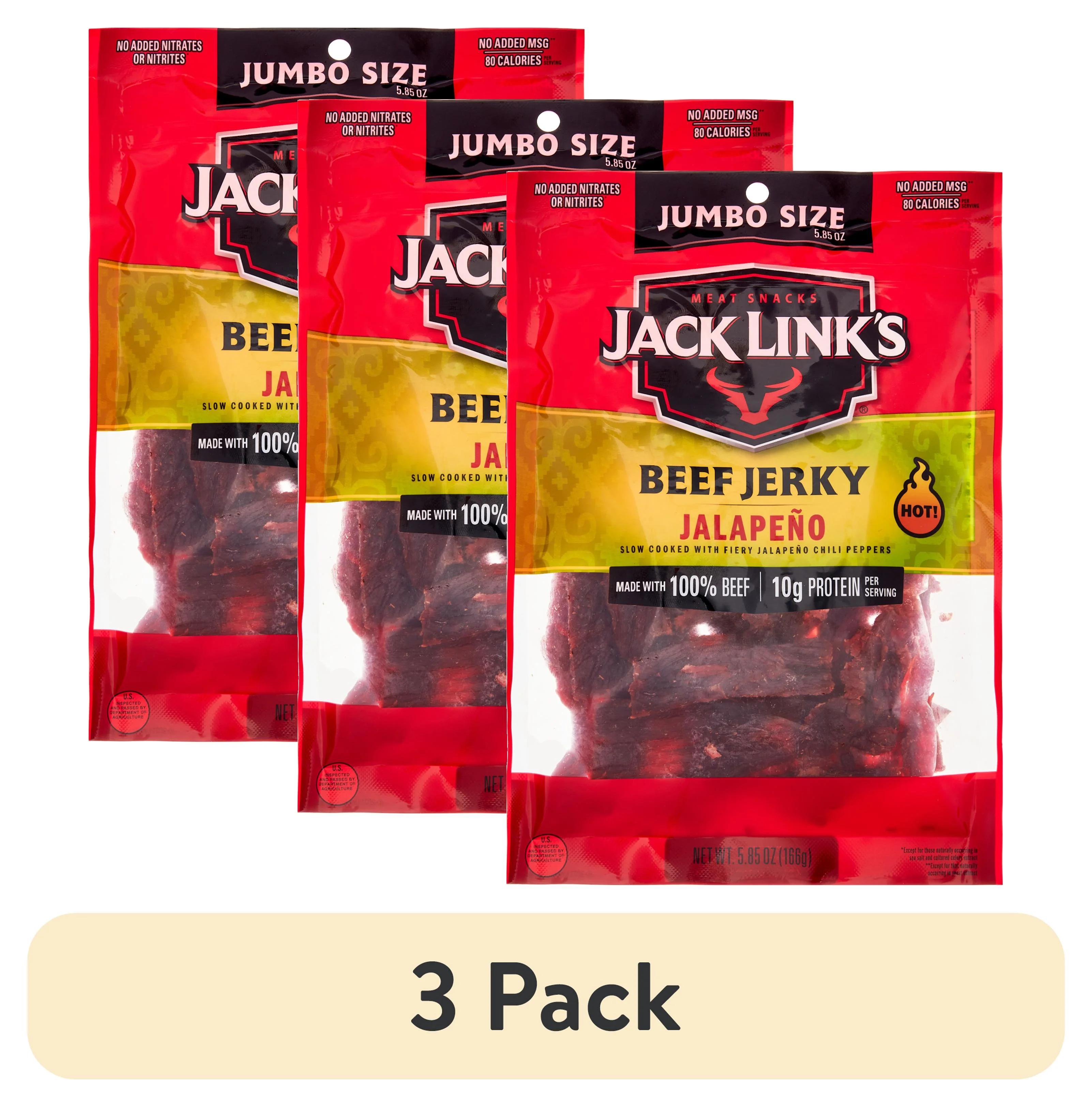 Jack Link's 100% Beef Jalapeno Beef Jerky 5.85oz Resealable Bag