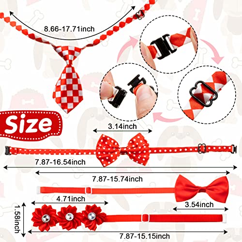 Chumia 100 Pcs Adjustable Dog Ties Set Includes 50 Bow Ties 25 Neckties 25 Flower Neck Tie Assorted Bowtie Collar Grooming Accessories for Medium Large Dog Cat Birthday Festival Holiday Party
