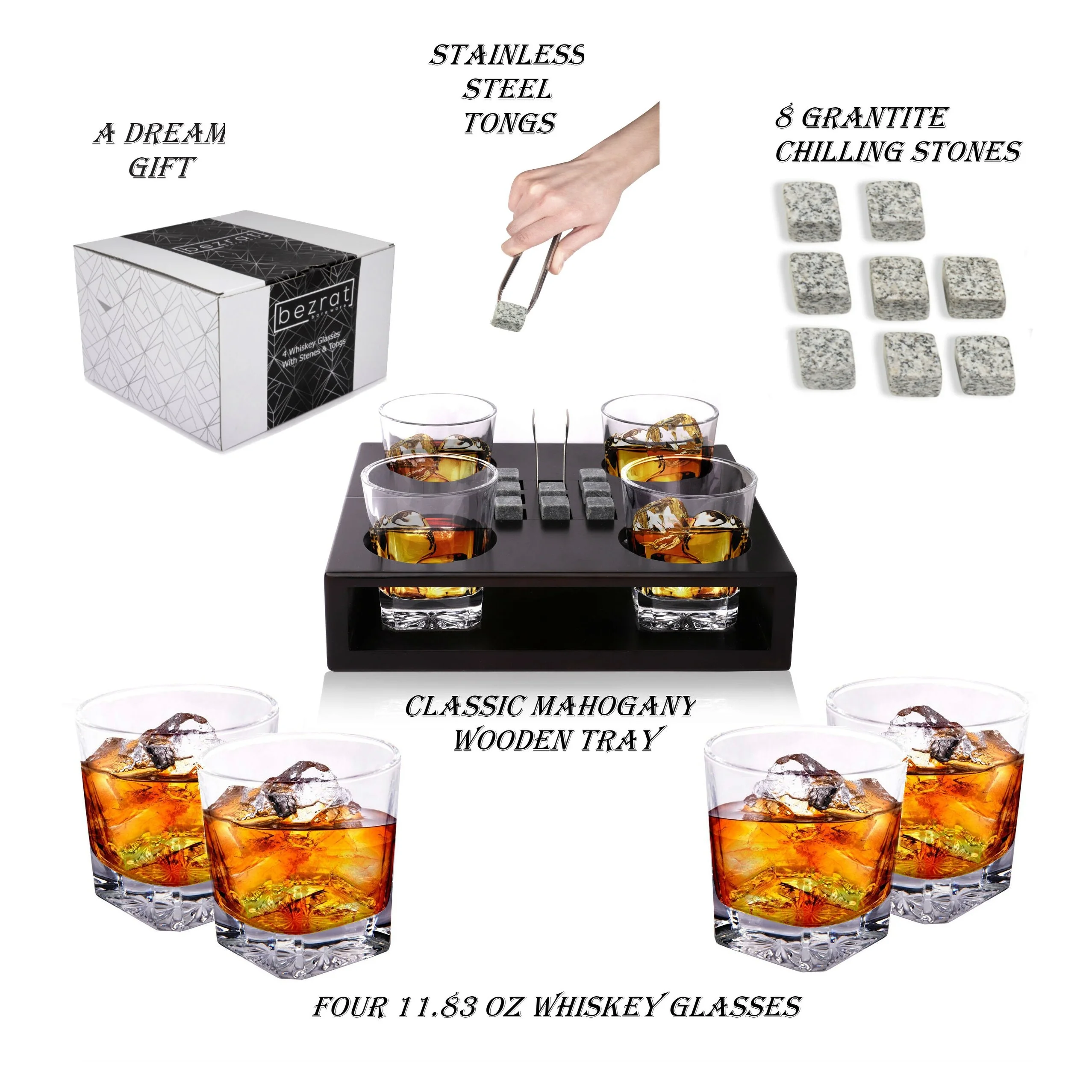 Bezrat Old Fashioned Whiskey Glasses Set