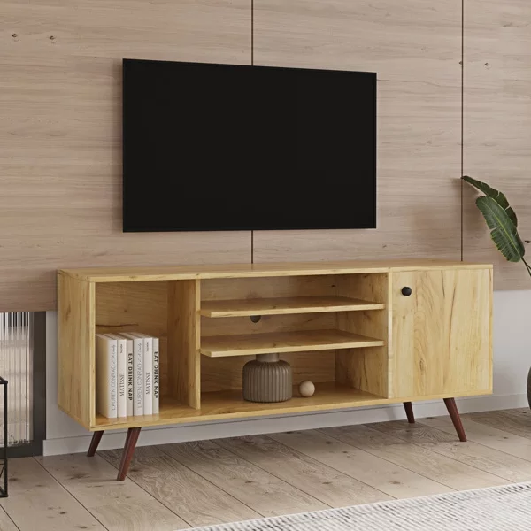 TV Stand Use in Living Room Furniture with 1 storage and 2 shelves Cabinet 29060