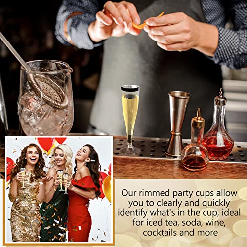 Zubebe 100 Pcs Plastic Champagne Flutes 4.5oz Classic Champagne Clear Plastic Cups Wedding Party Toasting Cocktail Cups Bulk Home Toasting Drinking Party(Blue)