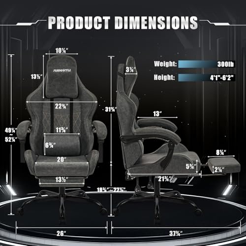 Gaming Chair Video Game Chairs with Large Headrest Pillow, Linkage Armrests, Retro PU Leather Ergonomic Computer Chair for Gaming or Office, Green