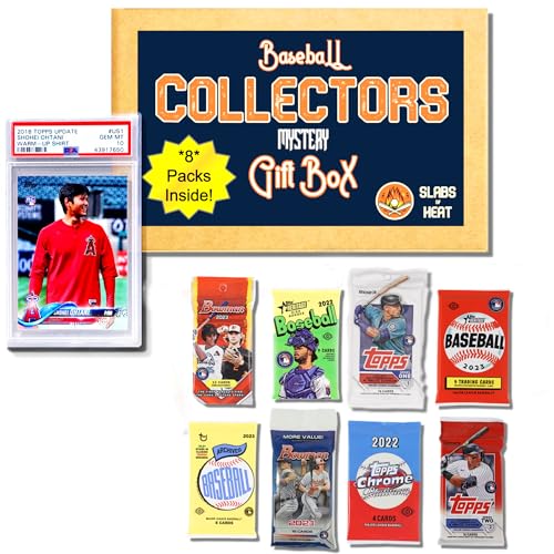 Epic Baseball Gift Box & Collection Starter Set1 Graded Card + 8 Sealed Packs of Modern Licensed CardsPSA/BGS Graded Card 10, 9.5 or 9 & 200 SleevesPossible AutographsSlabs of Heat