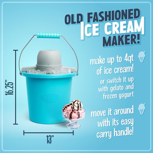 Nostalgia Electric Ice Cream Maker - Old Fashioned Soft Serve Ice Cream Machine Makes Frozen Yogurt or Gelato in Minutes - Fun Kitchen Appliance - Vintage Wooden Style - Dark Wood - 4 Quart
