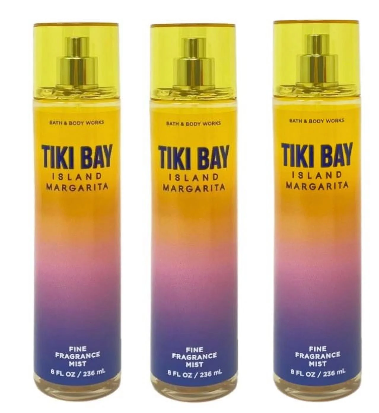 Bath and Body Works Tiki Bay Island Margarita- Pack of 3 -Fine Fragrance Mist Bundle - 8 fl oz / 236 mL each
