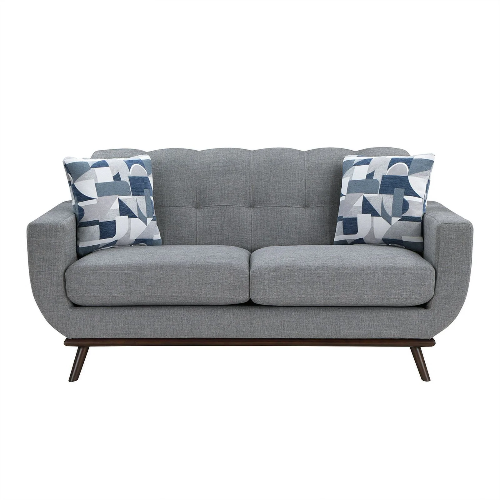 Pemberly Row 2-Piece Living Room Sofa Set with Tufted Back in Gray