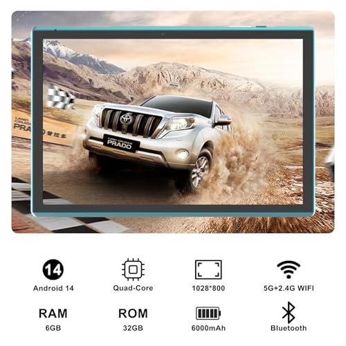 Tablet 10 Inch Android Tablet, 2 in 1 Tablets, Include Keyboard Mouse Case Stylus, 64GB ROM+8GB RAM 1TB expandable 2MP+8MP Dual cameras, 5G WIFI-6 Bluetooth 6000mAh Battery 10.1