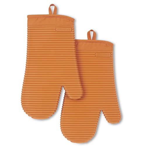 KITCHENAID Ribbed Soft Silicone Oven Mitt 2-Pack Set, 7.5
