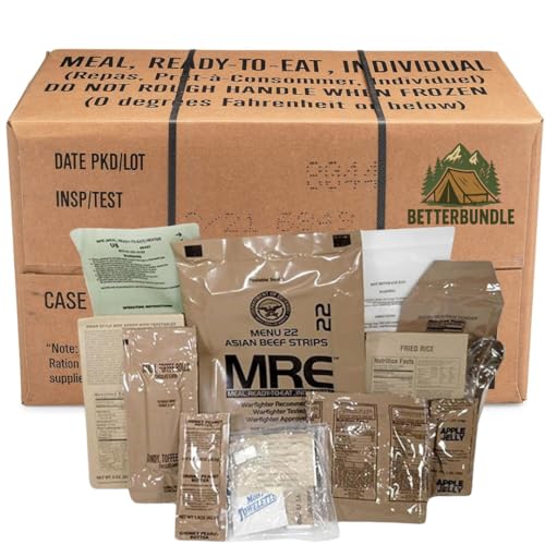 MRE U.S. Meals Ready to Eat (Variety Pack of 12) – (A or B Case Selected at Random) Nutritional Emergency Food Rations - Freeze Dried Food w/ Flameless Heater, Entree, Dessert, & More - MRE Kit for Emergency Survival, Hunting, & More