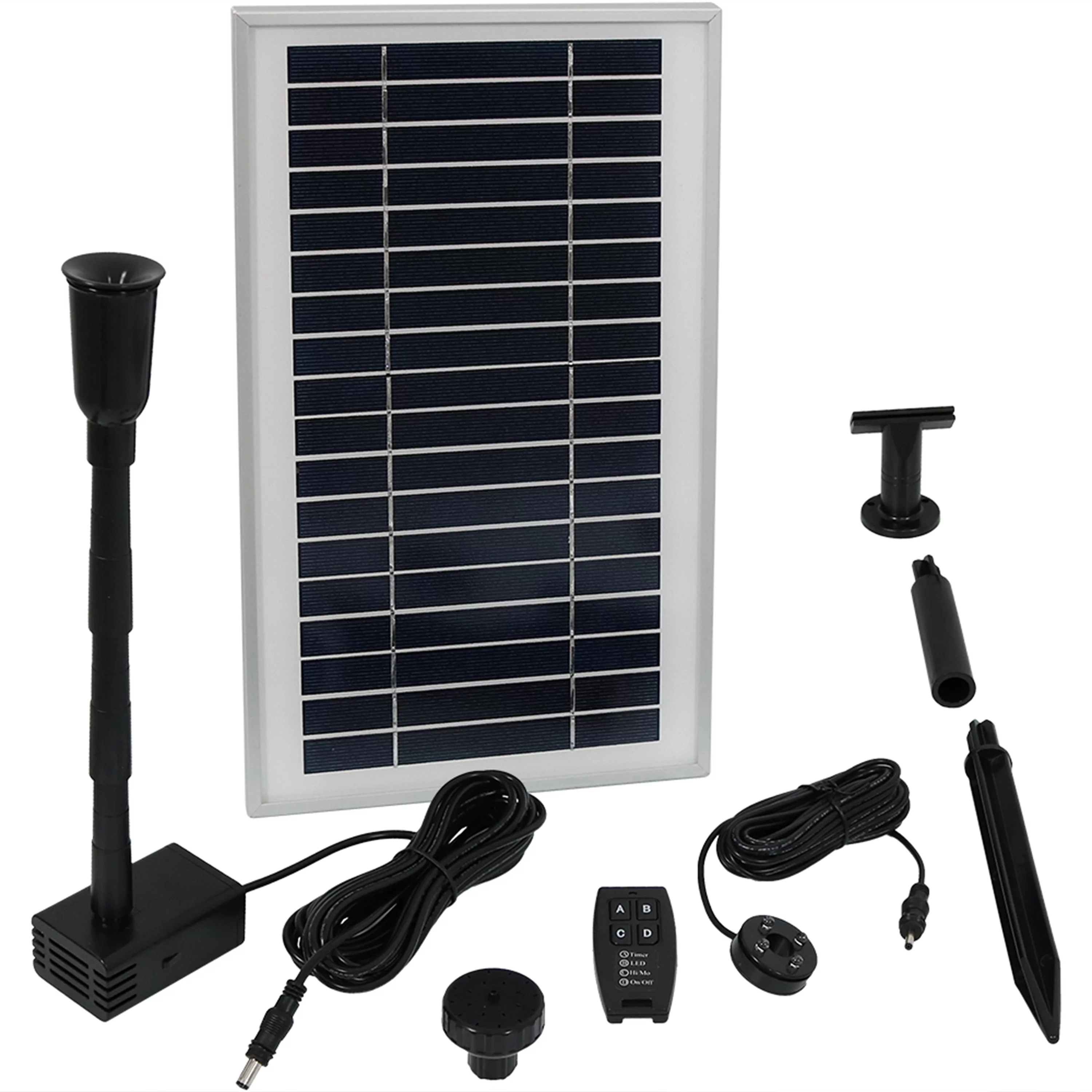 Sunnydaze 105 GPH Solar Pump and Panel with Battery, Remote Control & Light - 55