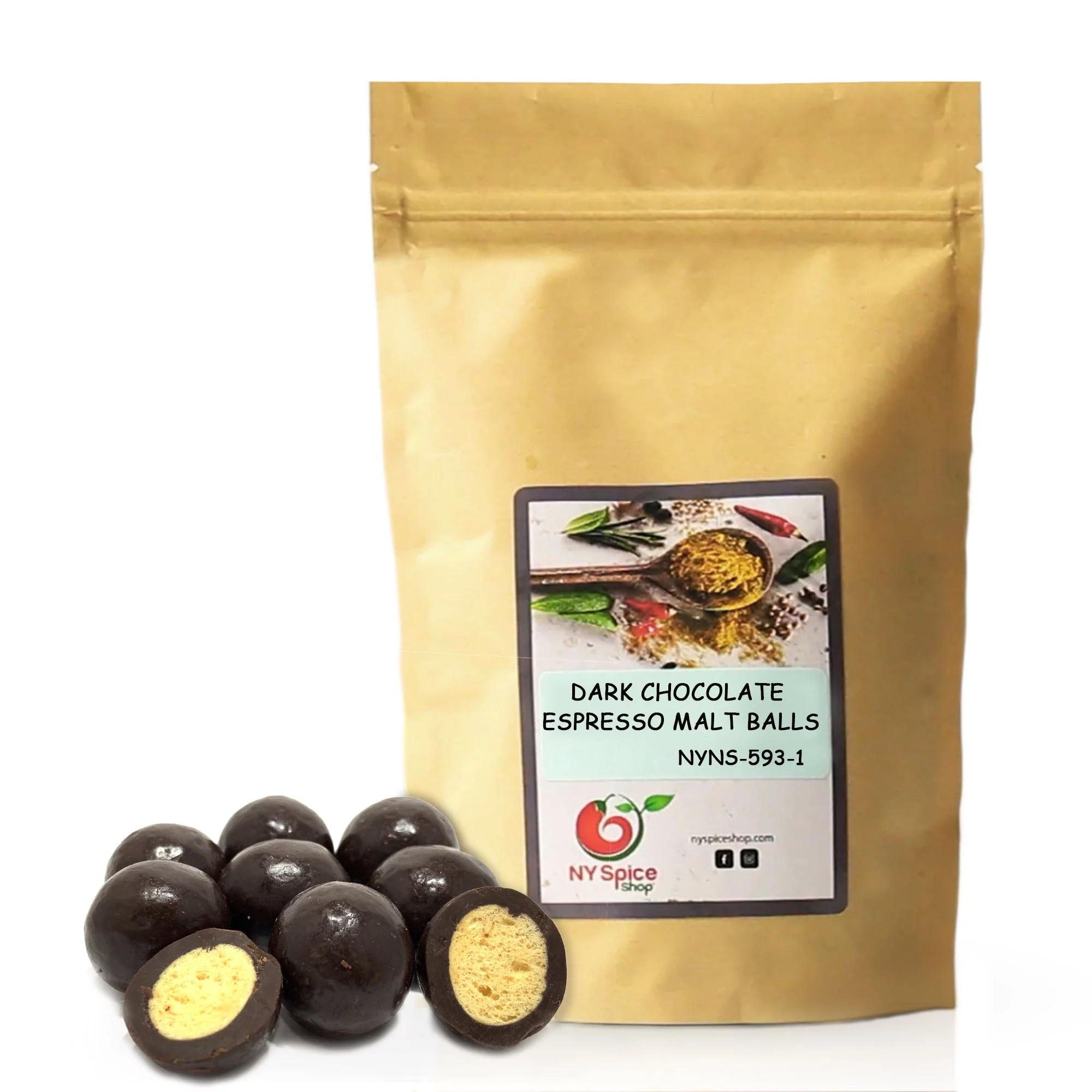 NY SPICE SHOP Dark Chocolate Espresso Malt Balls - 5 Pound - Dark Chocolate Balls