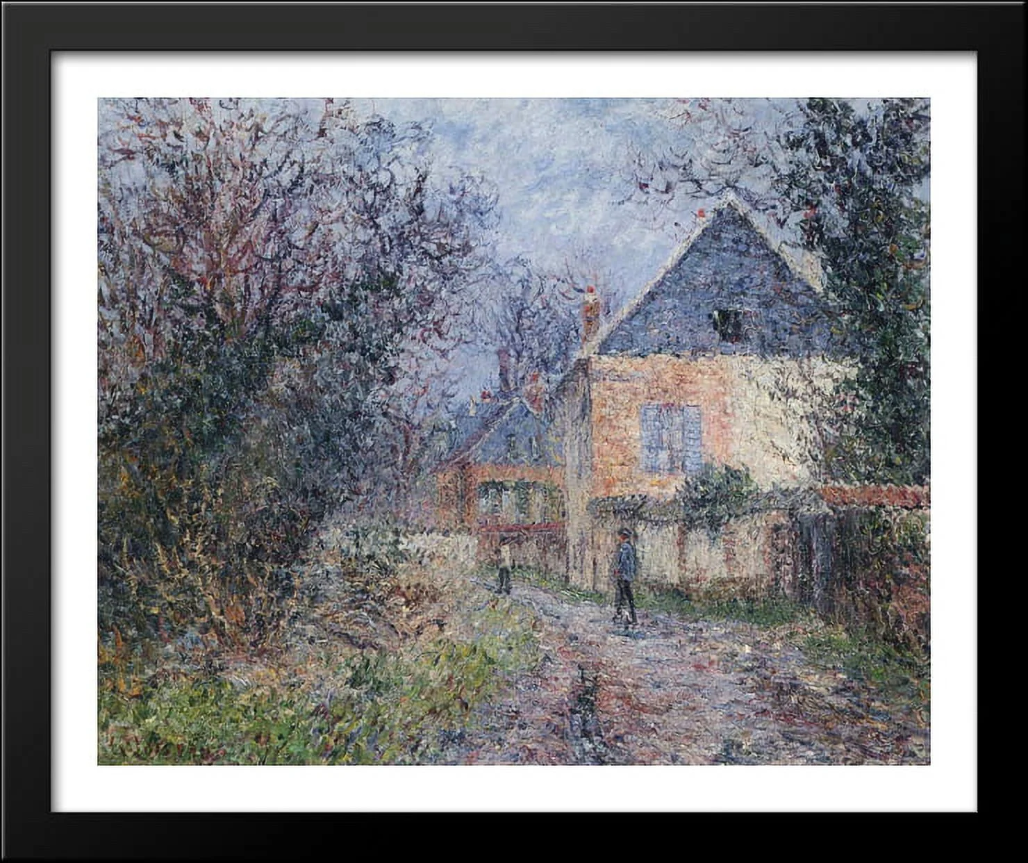 Houses near the Eure 34x28 Large Black Wood Framed Print Art by Gustave Loiseau
