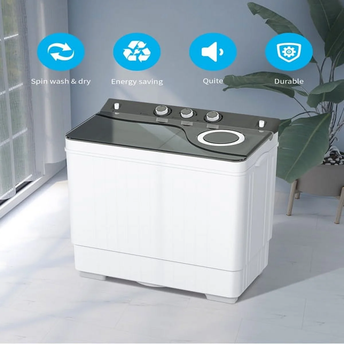 SYTHERS 26lbs Semi-Automatic Washing Machine, 18lbs Washer Mini Laundry Machine 8lbs Spinner Washer Combo with Drain Pump
