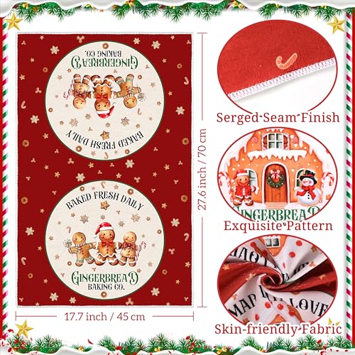 Christmas Kitchen Towels Dish Towels 18 x 27 Inch Buffalo Plaid Kitchen Decor Winter Holiday Tea Towels Hand Towels Christmas Absorbent Drying Cloth for Cooking Set of 6