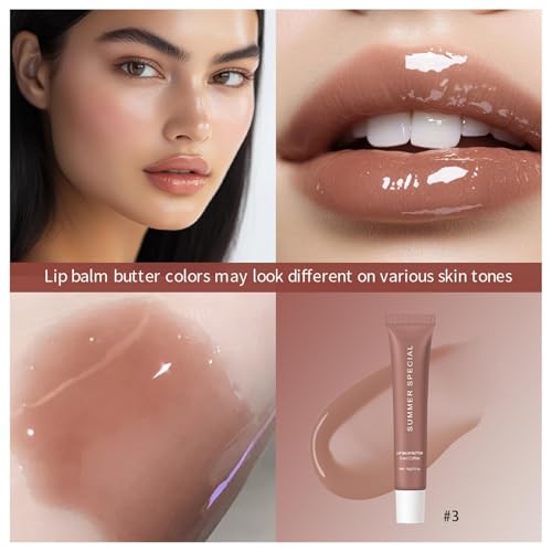 URQT 4PCS Summer Special Lip Butter Balm, Hydrating, Nourishing & Softening Lip Care with Natural Oils & Fruit Extracts, Long-Lasting Moisture, Non-Sticky Shine, Soften Dry Lips Lip Care (4PCS, 4)
