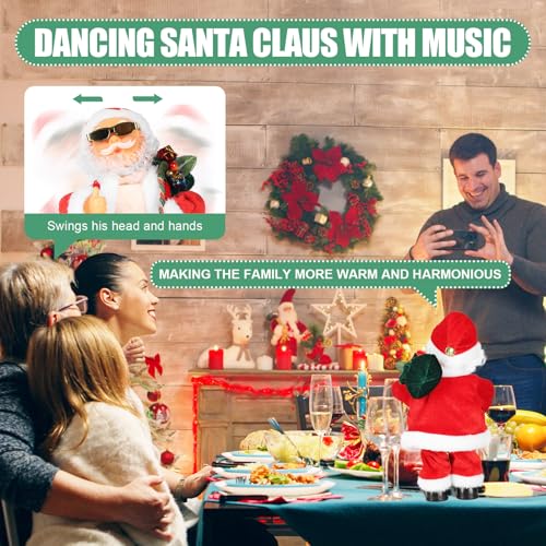 SdeNow Animated Santa Claus Singing Dancing Stuffed Christmas Toys Shaking Belly Christmas Musical Stuffed Animals Plush Electric Santa Dolls for Kids