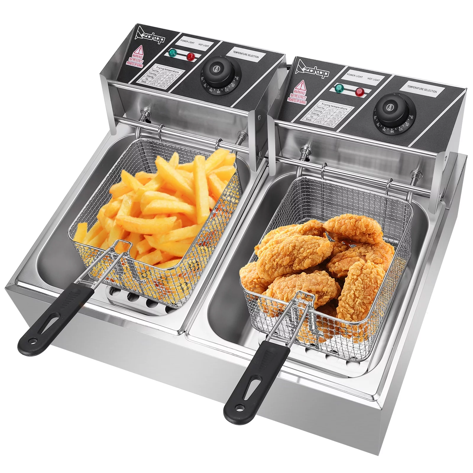 EH82 5000W MAX 110V 12.7QT/12L Stainless Steel Double Cylinder Electric Fryer