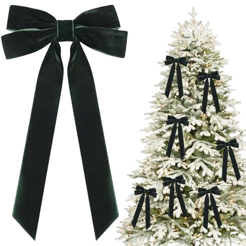 10 PCS Velvet Christmas Tree Bows with Hair Clip, 2025 New Velvet Christmas Tree Bow for Gift, Vintage velvets Ribbon Bow for Decor, Velvets Hair Bows with Alligator Clips for Women (Bright Red)