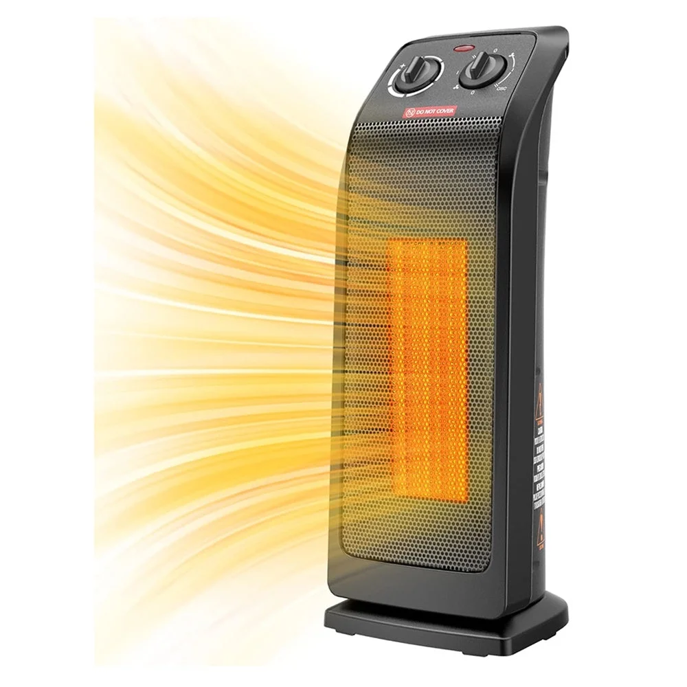 18-Inch Tower Heater - 1500W Ceramic Electric Heater - Thermostat, 3 Modes, Tip-Over Protection, 60&deg; Oscillation