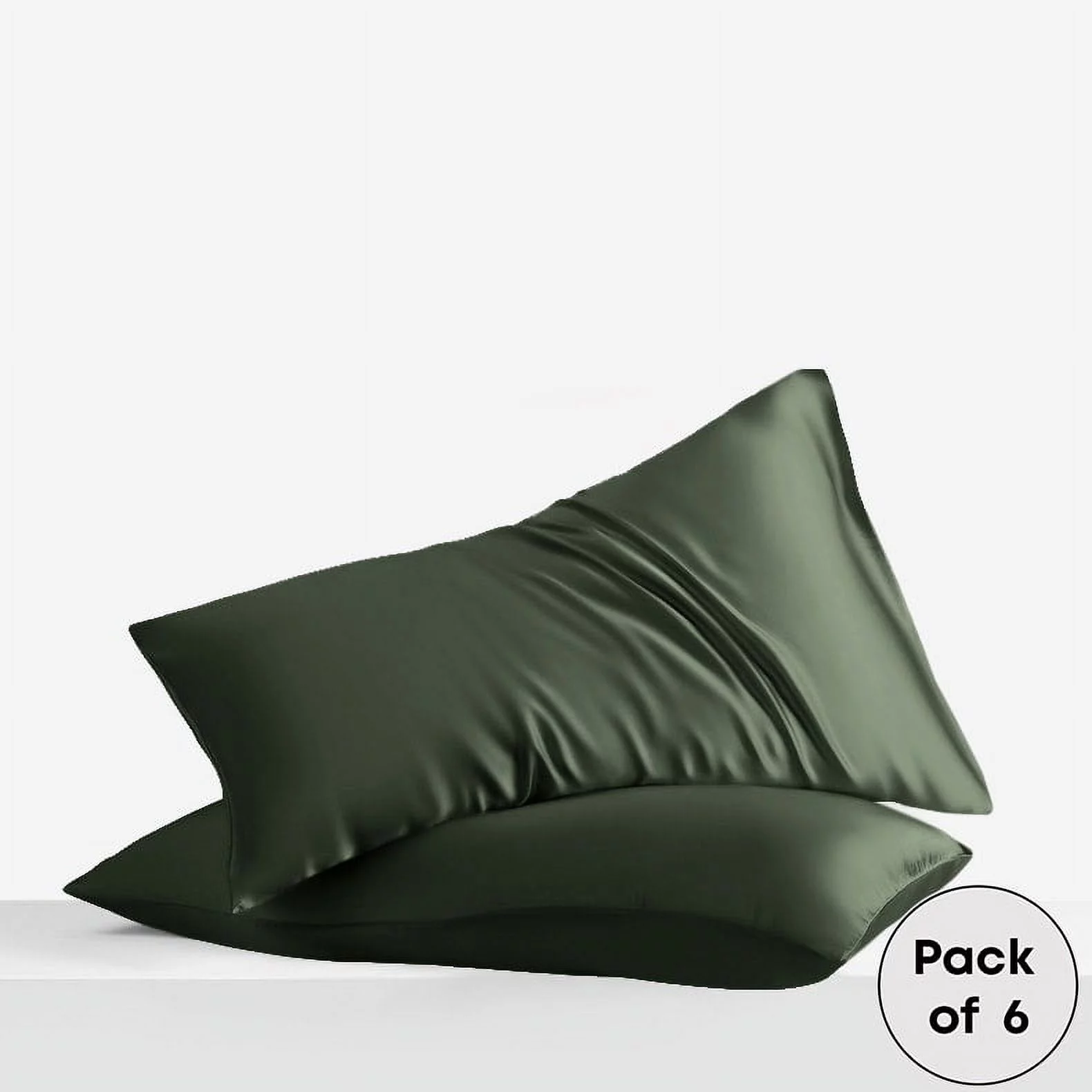 LINENWALAS 100% Organic Bamboo Pillow Cases Pack of 6- Silk Pillowcases for Hair and Skin, Cooling Pillowcases (Avocado Green, King)