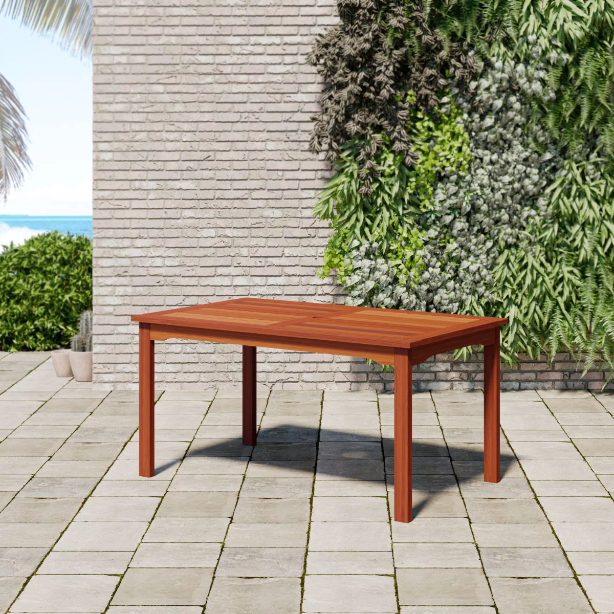 Amazonia Milano Solid Wood 100% FSC Certified Rectangular Patio Dining Set, Seating Capacity: 6